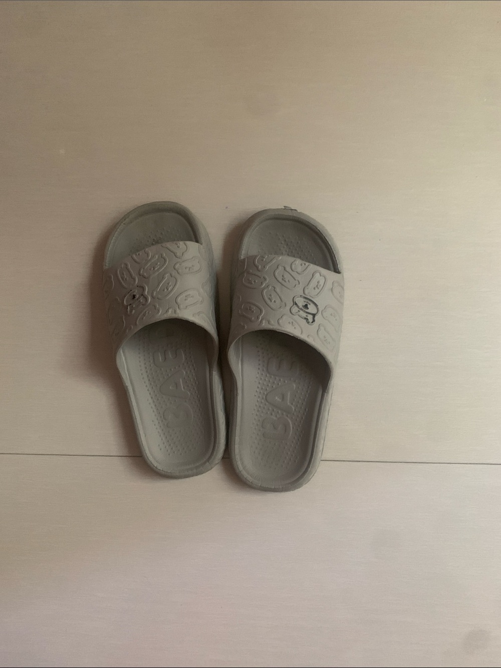 Bape Beige Embossed Ape Head Slide Sandals